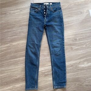 RE/DONE Originals High Rise Ankle Crop in Mid 70s cotton Dark Wash Sz 24 EUC